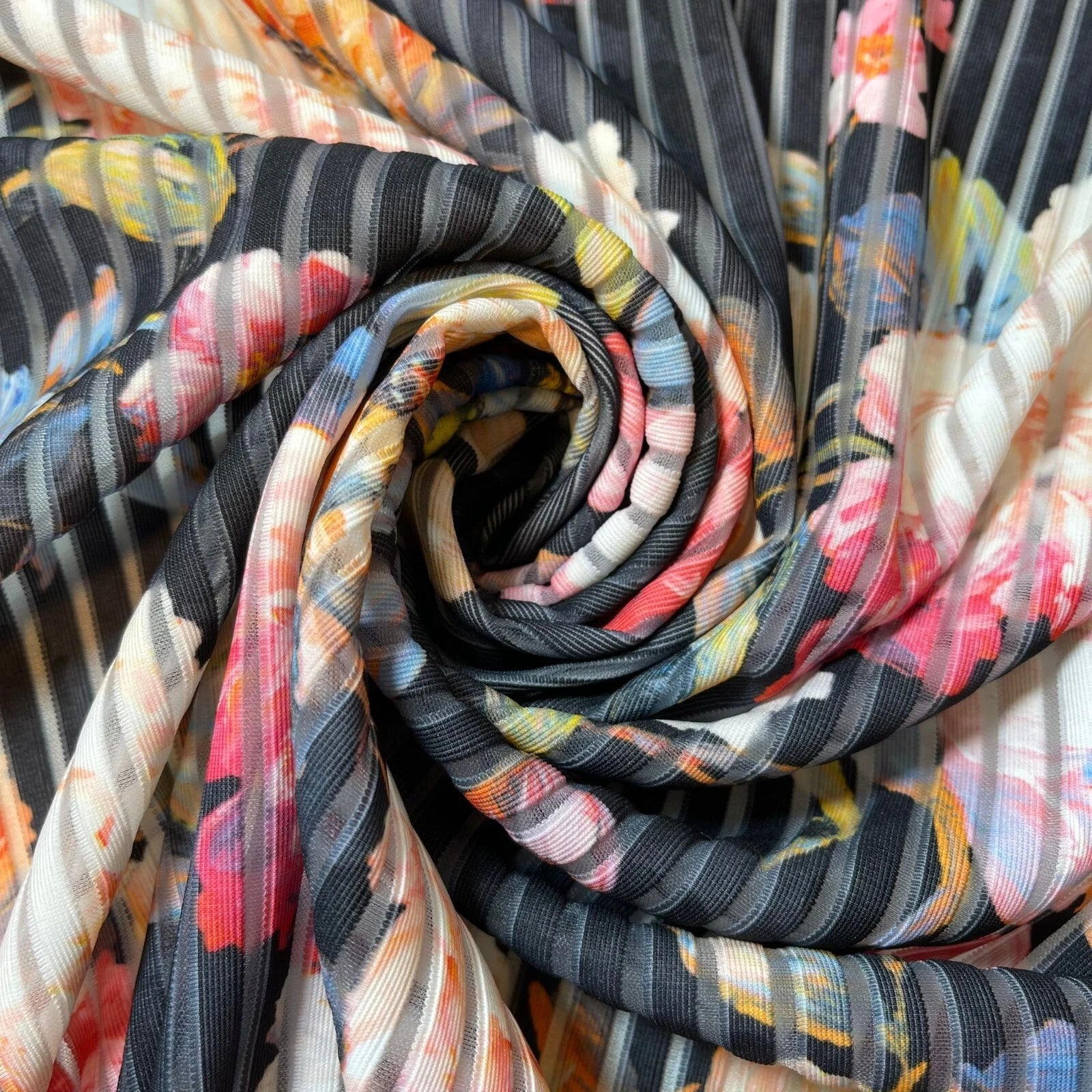 Plain & Printed Ribbed / Waffle Stretch Jersey Fabric | 58