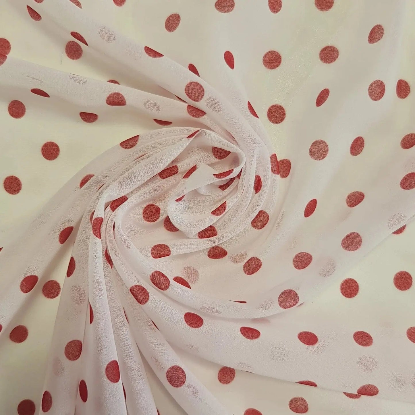 Polka Printed Fabric | 58" (147cm) Wide Georgette, Chiffon & Crepe Dressmaking Material – Sold by the Metre