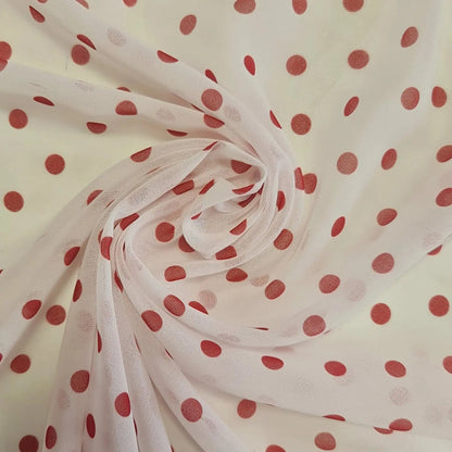 Polka Printed Fabric | 58" (147cm) Wide Georgette, Chiffon & Crepe Dressmaking Material – Sold by the Metre