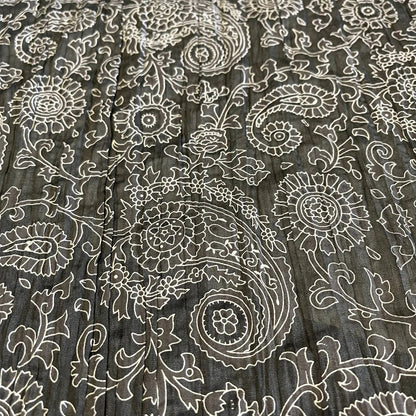 100% Cotton Crush Crinkle Fabric | 50" (127cm) Wide Soft Craft, Dress & Costume Material – Sold by the Meter  Black Paisley Floral