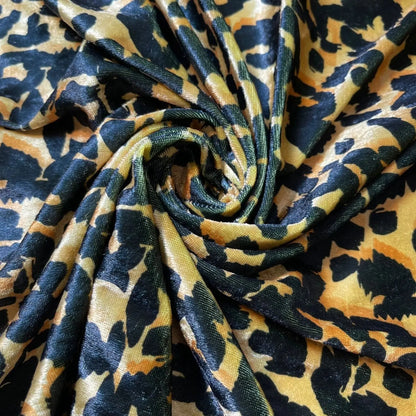 Stretch Animal & Floral Printed Velvet Fabric | 58" (147cm) Wide Soft Upholstery, Patchwork & Craft Material – Sold by the Metre