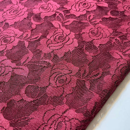 Floral Bridal Lace Fabric – 58" Wide Polyester Mesh & Elastane Blend Dress Material by the Meter
