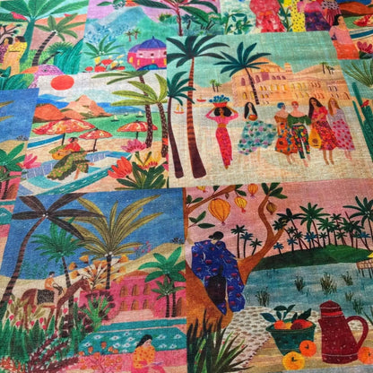 Polyester Faux Raw Silk Fabric – Digital Print 112cm (44") Wide Floral & Abstract Dress Material by the Metre