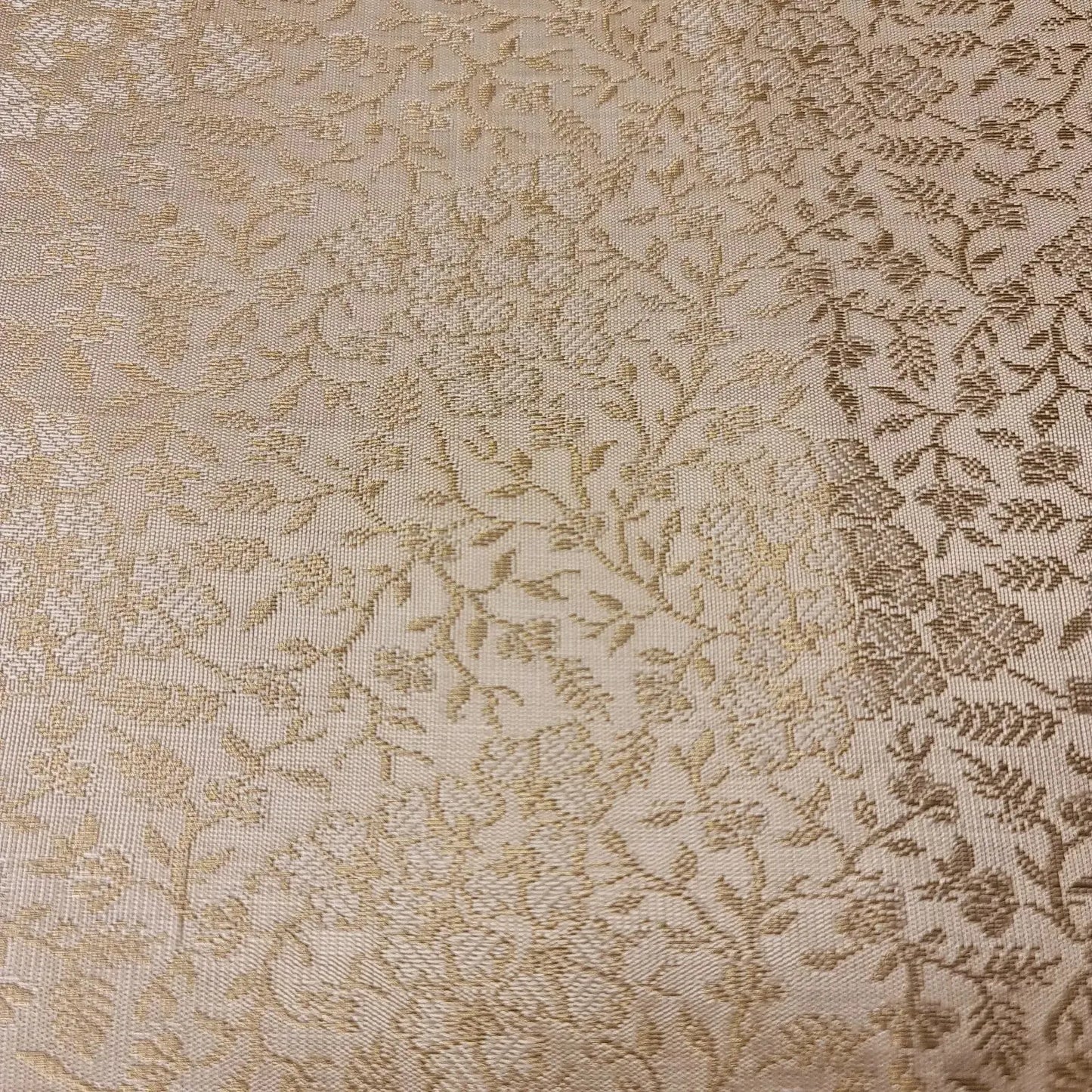 Ornamental Floral Pastels Indian Brocade Fabric | Gold Metallic Design 44" (112cm) Wide Dress, Craft & Décor Material – Sold by the Meter