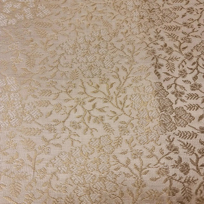 Ornamental Floral Pastels Indian Brocade Fabric | Gold Metallic Design 44" (112cm) Wide Dress, Craft & Décor Material – Sold by the Meter