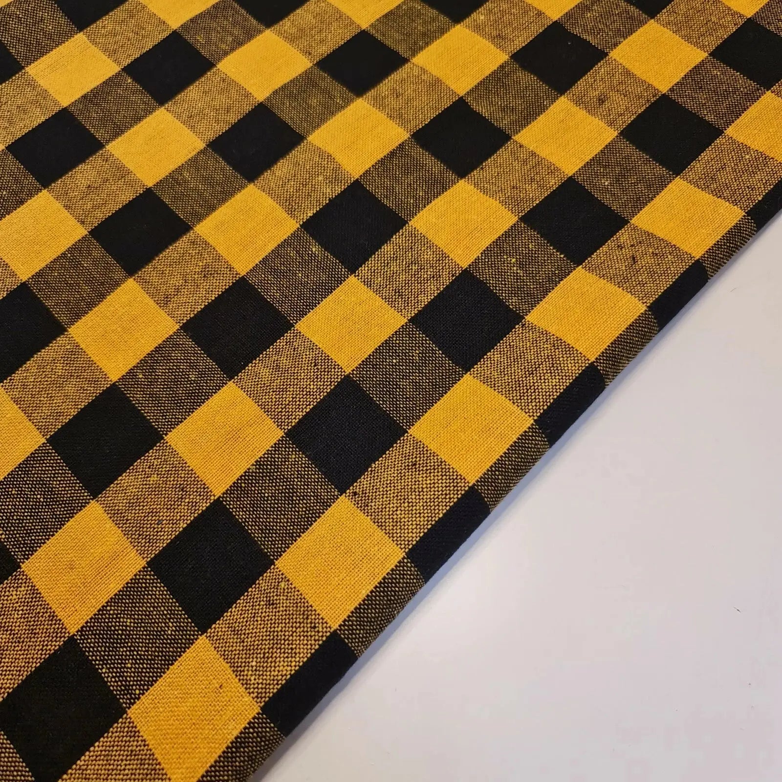 Premium 100% Cotton Gingham Khadi Handloom Fabric | 1" Check Soft Linen-Feel Cloth 42" (107cm) Wide – Sold by the Meter