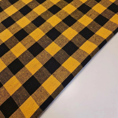 Premium 100% Cotton Gingham Khadi Handloom Fabric | 1" Check Soft Linen-Feel Cloth 42" (107cm) Wide – Sold by the Meter