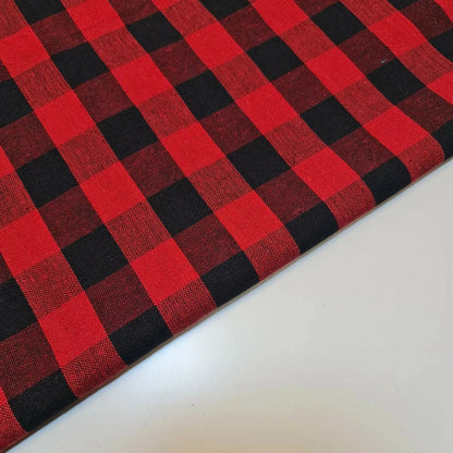 Premium 100% Cotton Gingham Khadi Handloom Fabric | 1" Check Soft Linen-Feel Cloth 42" (107cm) Wide – Sold by the Meter
