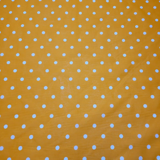 ORANGE PEA PIN SPOTTY POLKA DOT POLYCOTTON FABRIC DRESS QUILTING MATERIAL 44"
