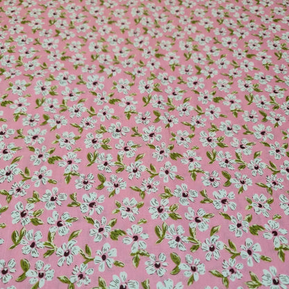Spring Floral 100% Cotton Poplin Daisy Flower Print Fabric | 58" (147cm) Wide Dressmaking, Craft & Quilting Material – Sold by the Meter