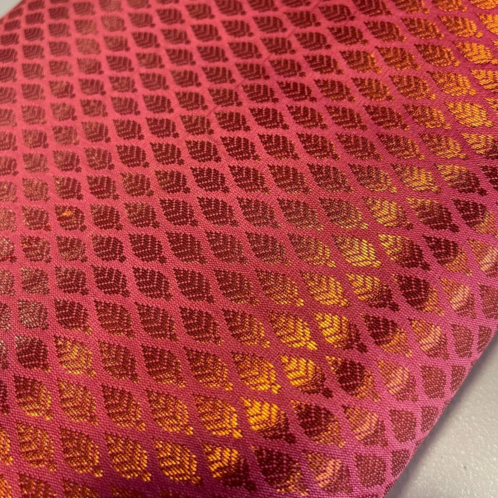 Ditsy Gold Leaf Print Brocade Fabric | 44