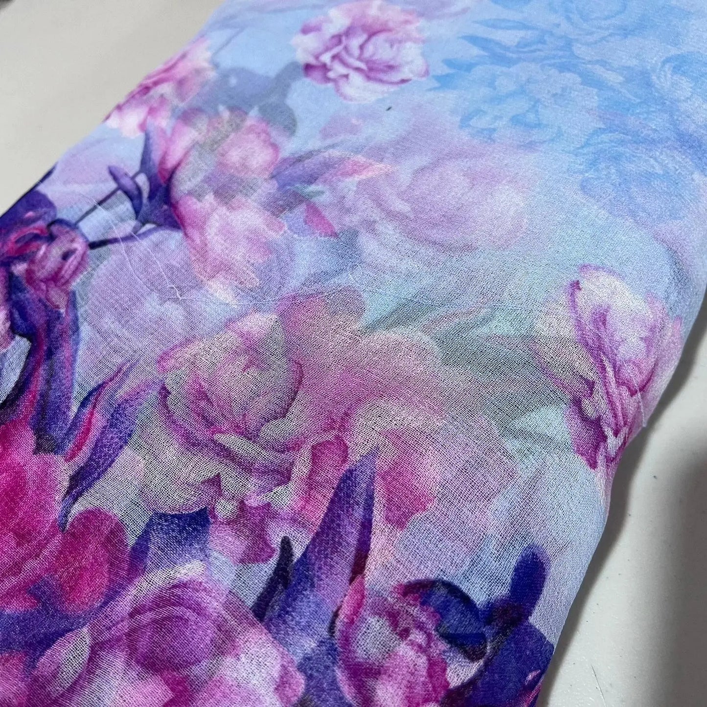 Floral Printed Polyester Georgette & Sheer Chiffon Fabric | 44" (112cm) Wide Lightweight Summer Dressmaking Material – Sold by the Metre