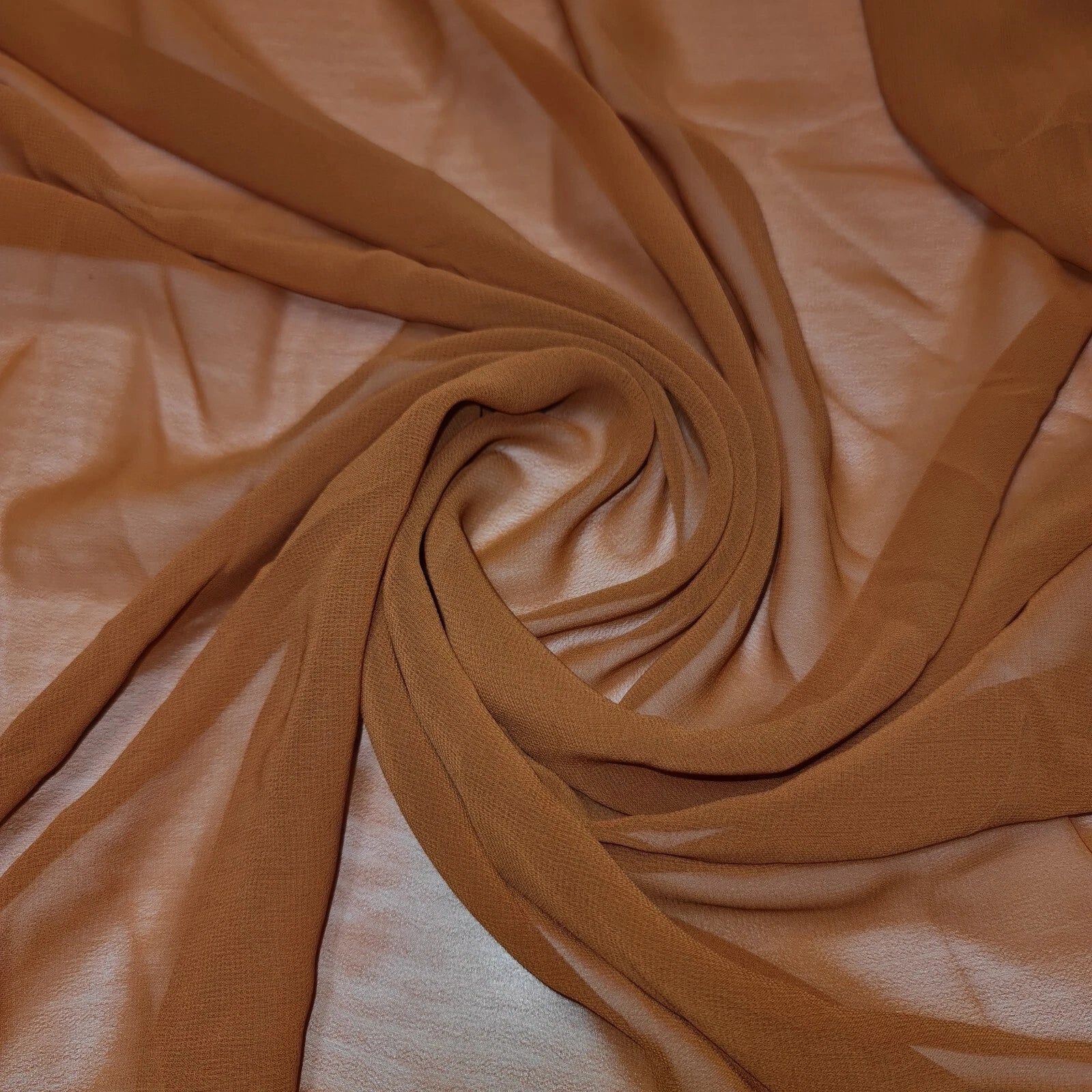 Chiffon Sheer Plain Soft Polyester Fabric – 44" Wide for Wedding, Dress & Craft – 30m Bolt/Roll  Rust Orange (S)