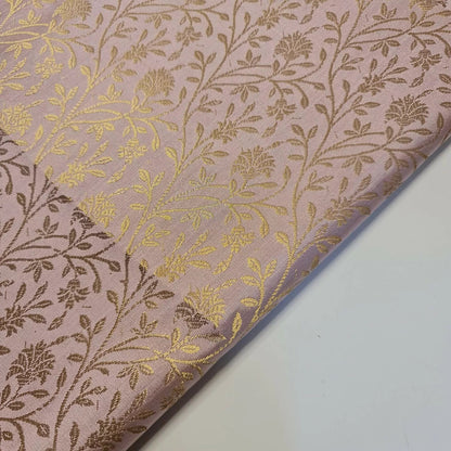 Floral Gold Metallic Indian Banaras Brocade Fabric | 44" (112cm) Wide Waistcoat, Dressmaking & Curtain Material – Sold by the Meter