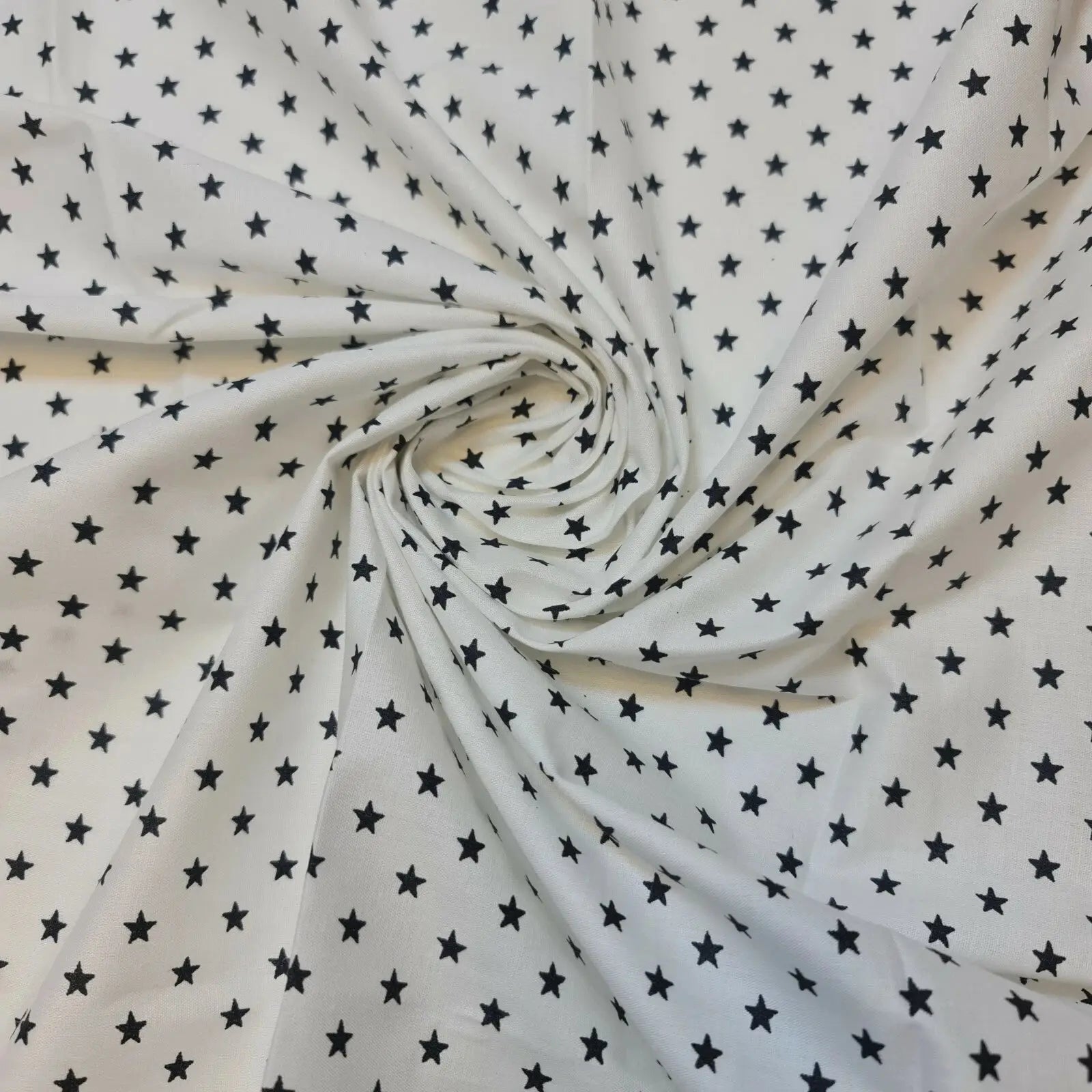 100% Cotton Poplin Star Print Fabric | White Base 44" (112cm) Wide Soft Dressmaking, Quilting & Craft Material – Sold by the Metre