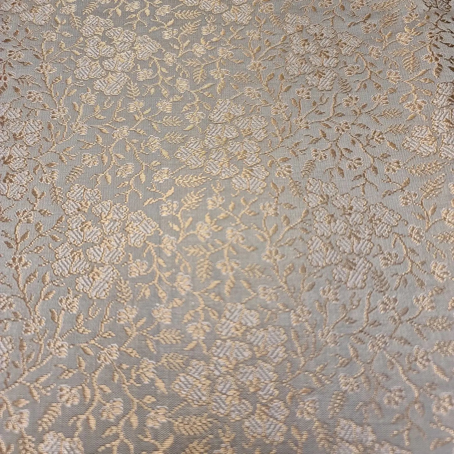 Ornamental Floral Pastels Indian Brocade Fabric | Gold Metallic Design 44" (112cm) Wide Dress, Craft & Décor Material – Sold by the Meter