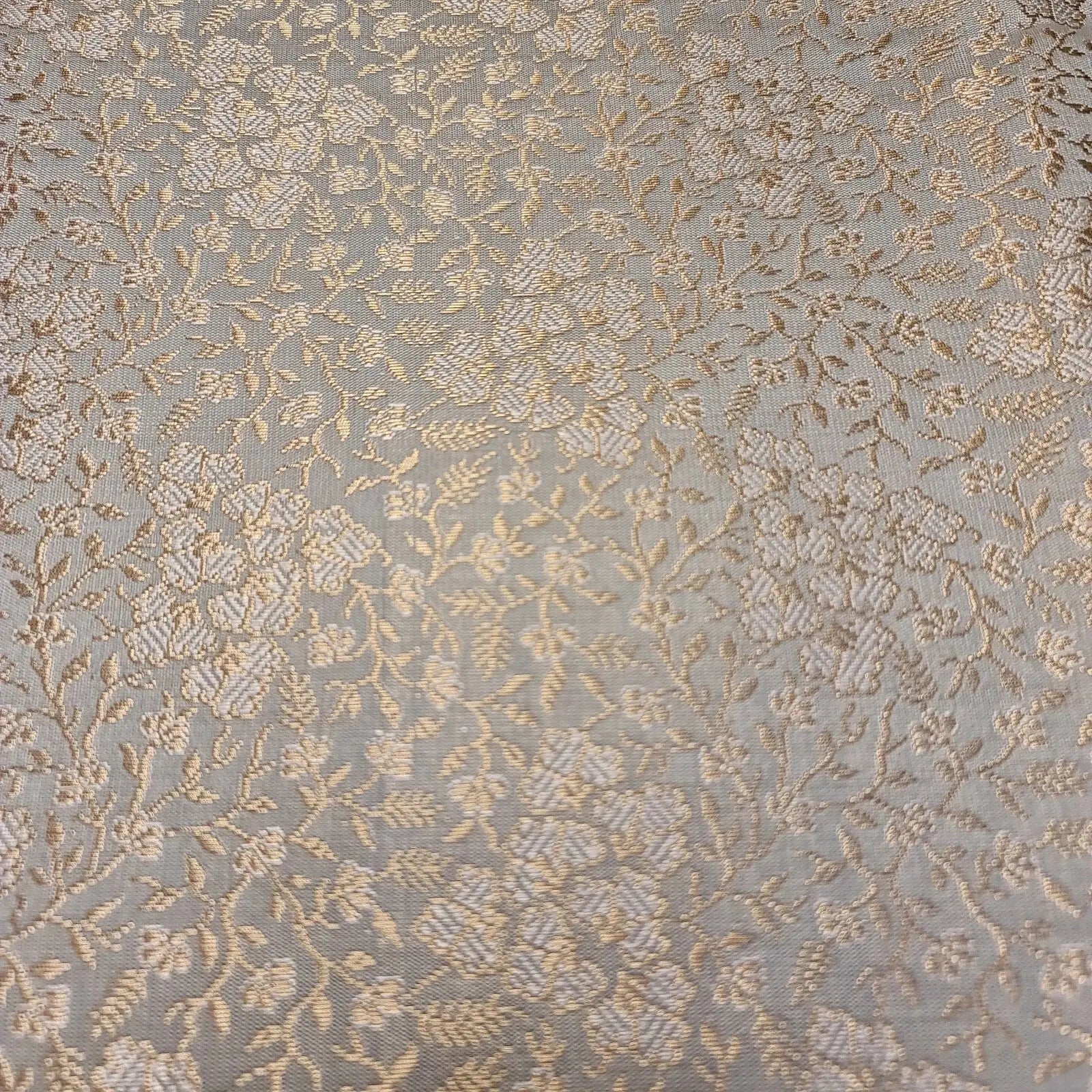 Ornamental Floral Pastels Indian Brocade Fabric | Gold Metallic Design 44" (112cm) Wide Dress, Craft & Décor Material – Sold by the Meter