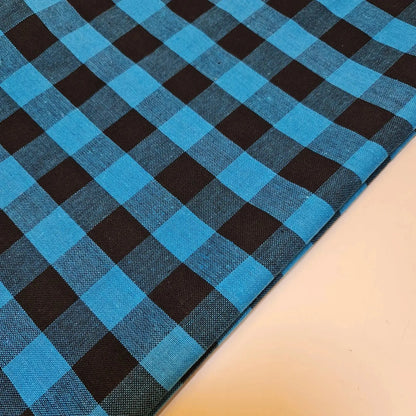 Premium 100% Cotton Gingham Khadi Handloom Fabric | 1" Check Soft Linen-Feel Cloth 42" (107cm) Wide – Sold by the Meter