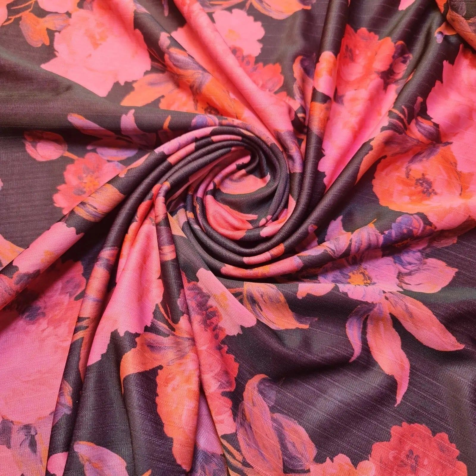 Floral Jersey Fabric – Poly Viscose Stretch Knit 58" (147cm) Wide Dressmaking Fabric by the Metre