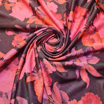 Floral Jersey Fabric – Poly Viscose Stretch Knit 58" (147cm) Wide Dressmaking Fabric by the Metre