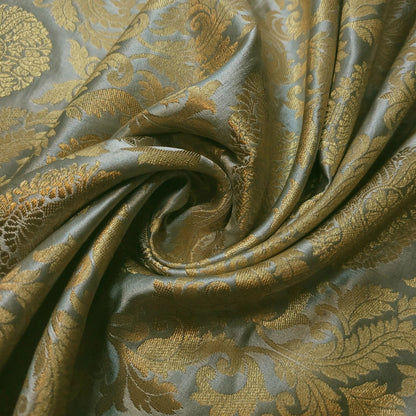 Brocade Ornamental Floral Fabric | Gold Metallic Jacquard 44" (112cm) Wide Dressmaking, Costume & Craft Material – Sold by the Metre  Duck Egg