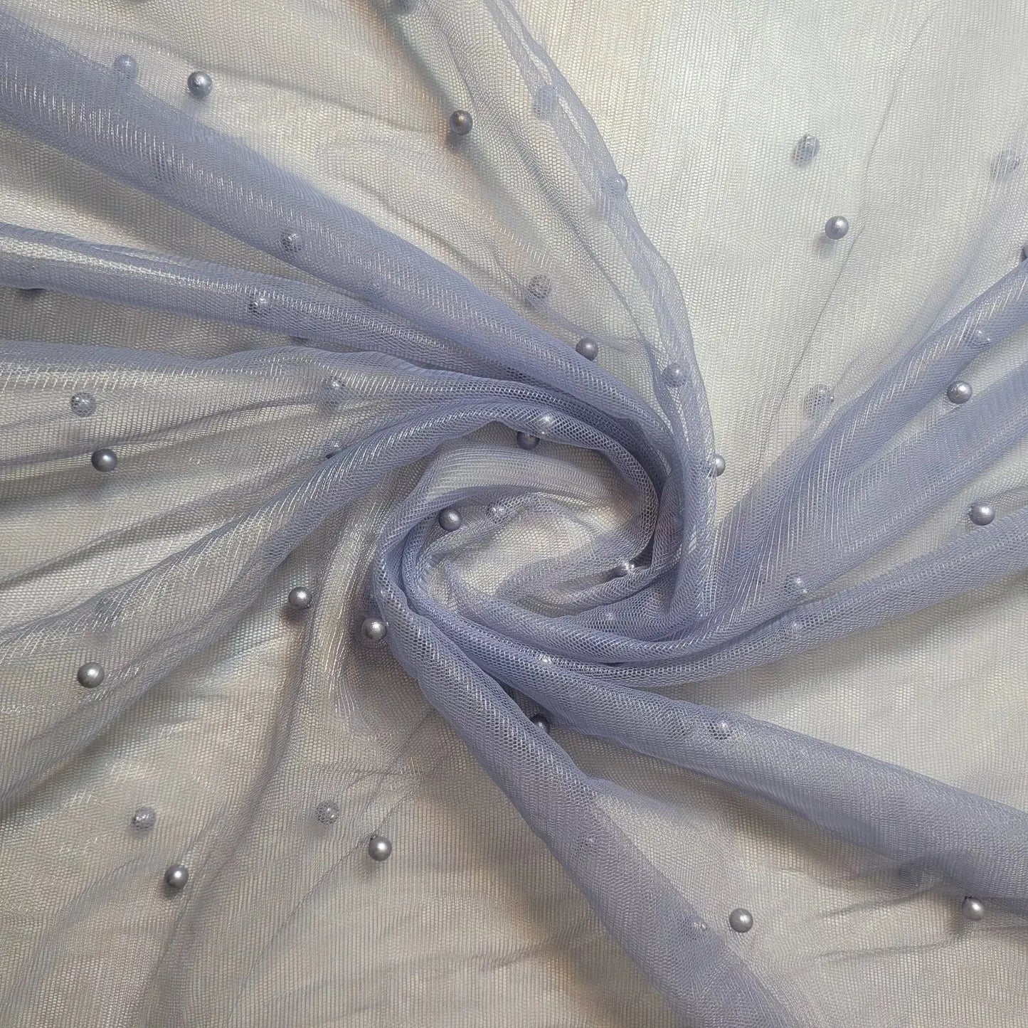 Tulle Beaded Pearl Lace Net Fabric | 58" (147cm) Wide Bridal Veil, Wedding Backdrop & Décor Material – Sold by the Metre