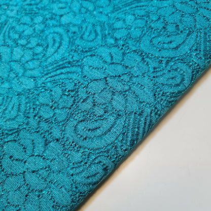 Cord Lace Crochet Fabric | 58" (147cm) Wide Floral Glitter Embroidery Bridal, Dressmaking & Craft Material – Sold by the Metre