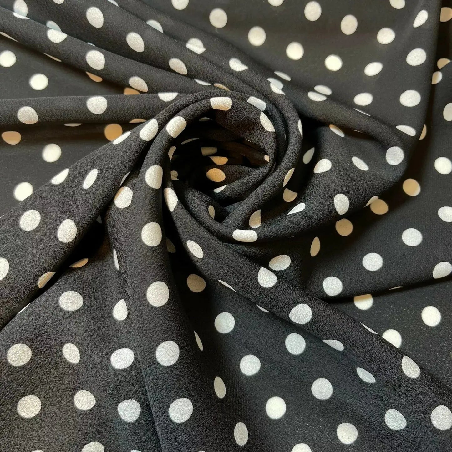 Polka Printed Fabric | 58" (147cm) Wide Georgette, Chiffon & Crepe Dressmaking Material – Sold by the Metre
