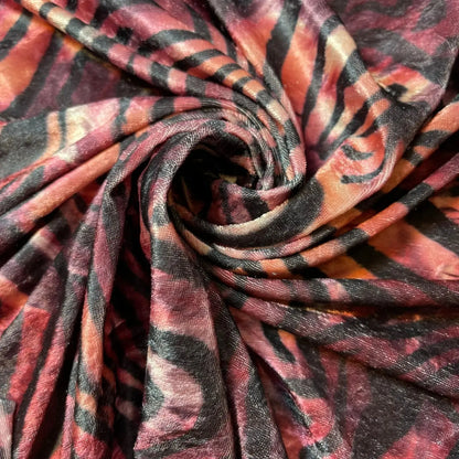Stretch Animal & Floral Printed Velvet Fabric | 58" (147cm) Wide Soft Upholstery, Patchwork & Craft Material – Sold by the Metre