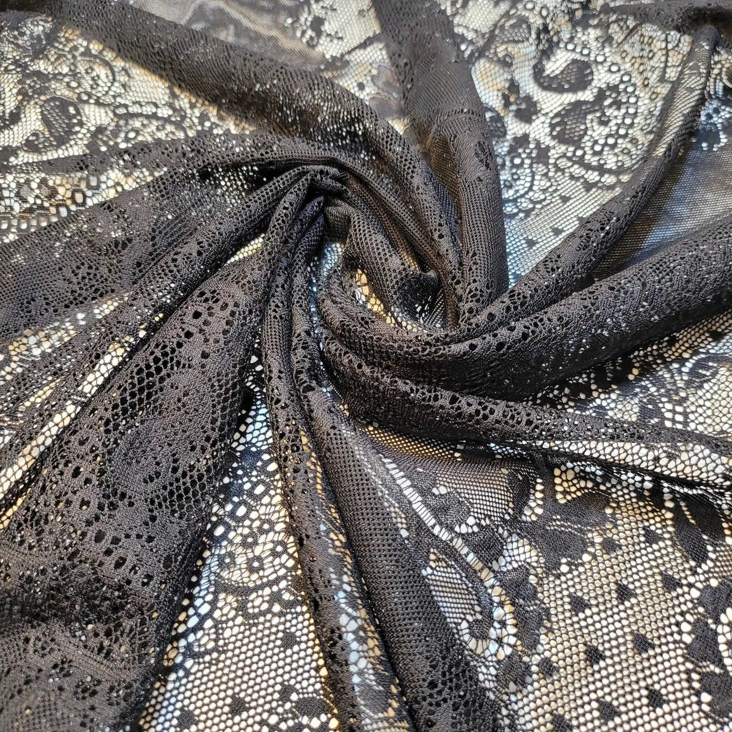 Floral Bridal Lace Fabric | 58" (147cm) Wide Polyester Mesh & Elastane Blend Dressmaking Material – Sold by the Metre