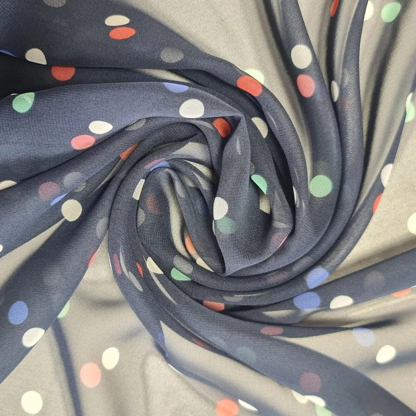 Polka Printed Fabric | 58" (147cm) Wide Georgette, Chiffon & Crepe Dressmaking Material – Sold by the Metre