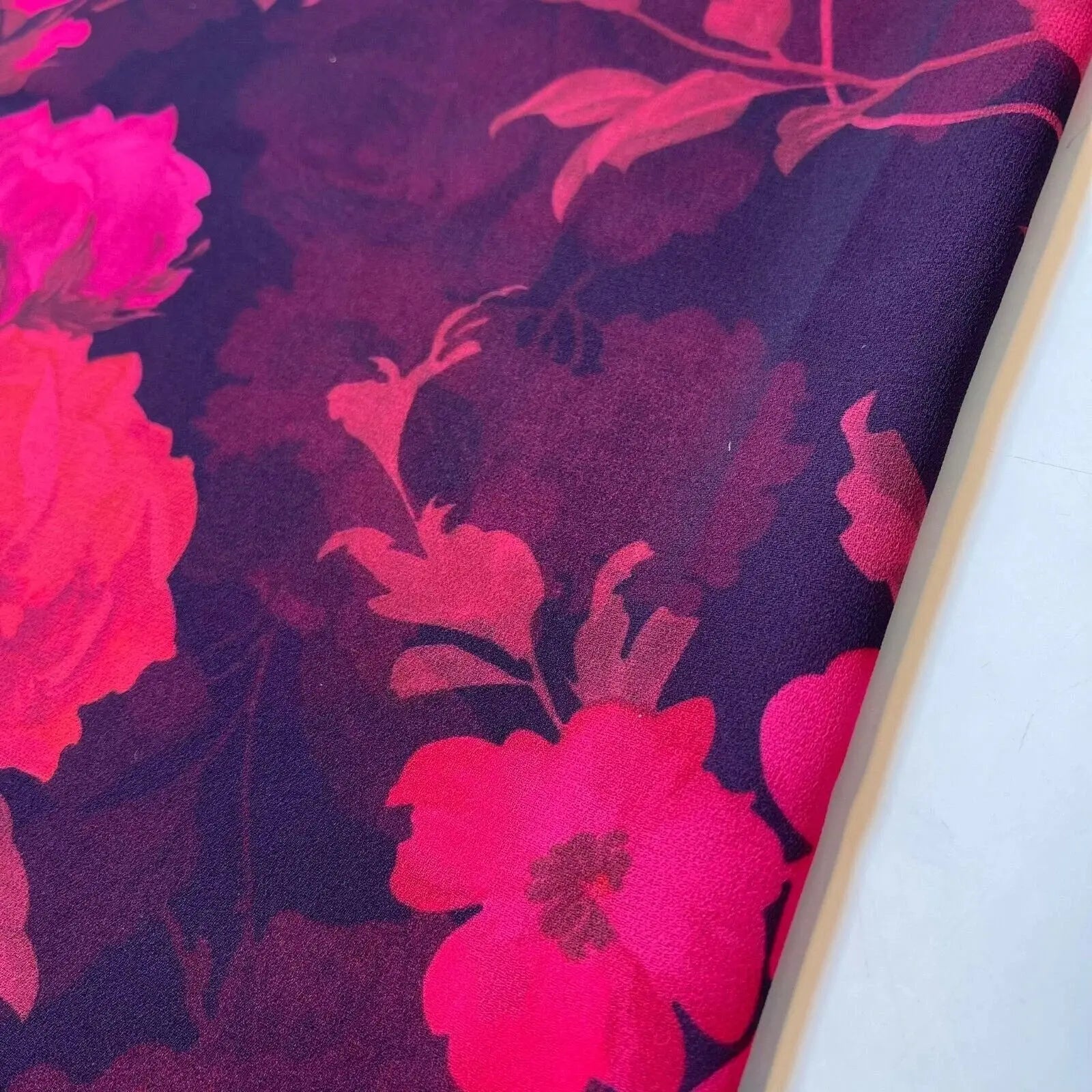 Floral Printed Polyester Georgette & Sheer Chiffon Fabric | 44" (112cm) Wide Lightweight Summer Dressmaking Material – Sold by the Metre