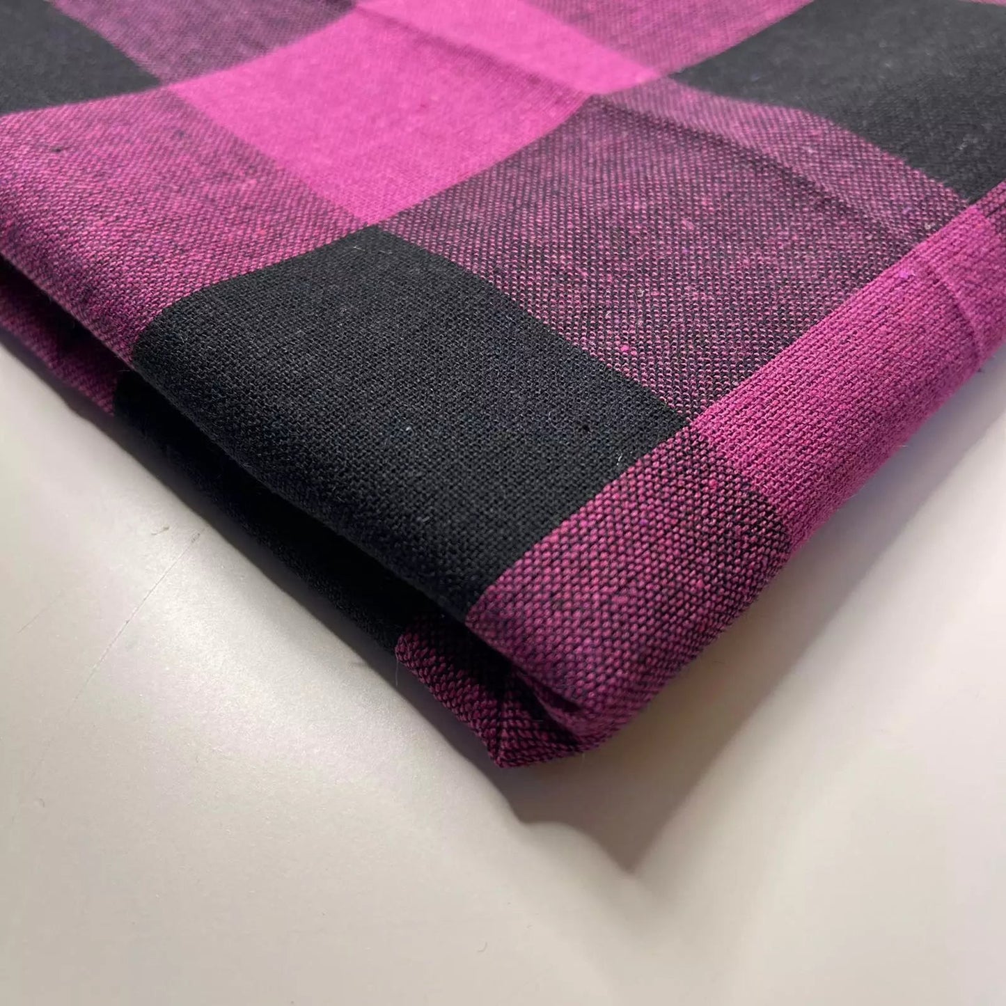 Premium 100% Cotton Gingham Khadi Handloom Fabric | 2" Check Soft Linen-Feel Cloth 42" (107cm) Wide – Sold by the Meter