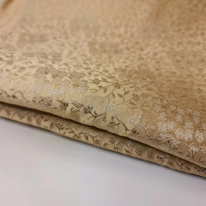 Ornamental Floral Pastels Indian Brocade Fabric | Gold Metallic Design 44" (112cm) Wide Dress, Craft & Décor Material – Sold by the Meter