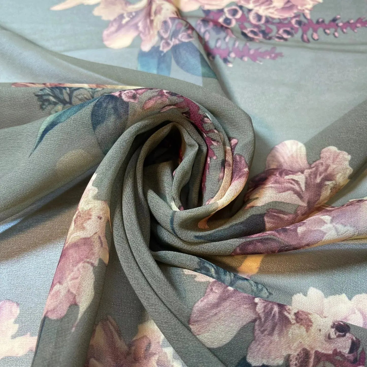 Floral Printed Polyester Georgette & Sheer Chiffon Fabric | 44" (112cm) Wide Lightweight Summer Dressmaking Material – Sold by the Metre