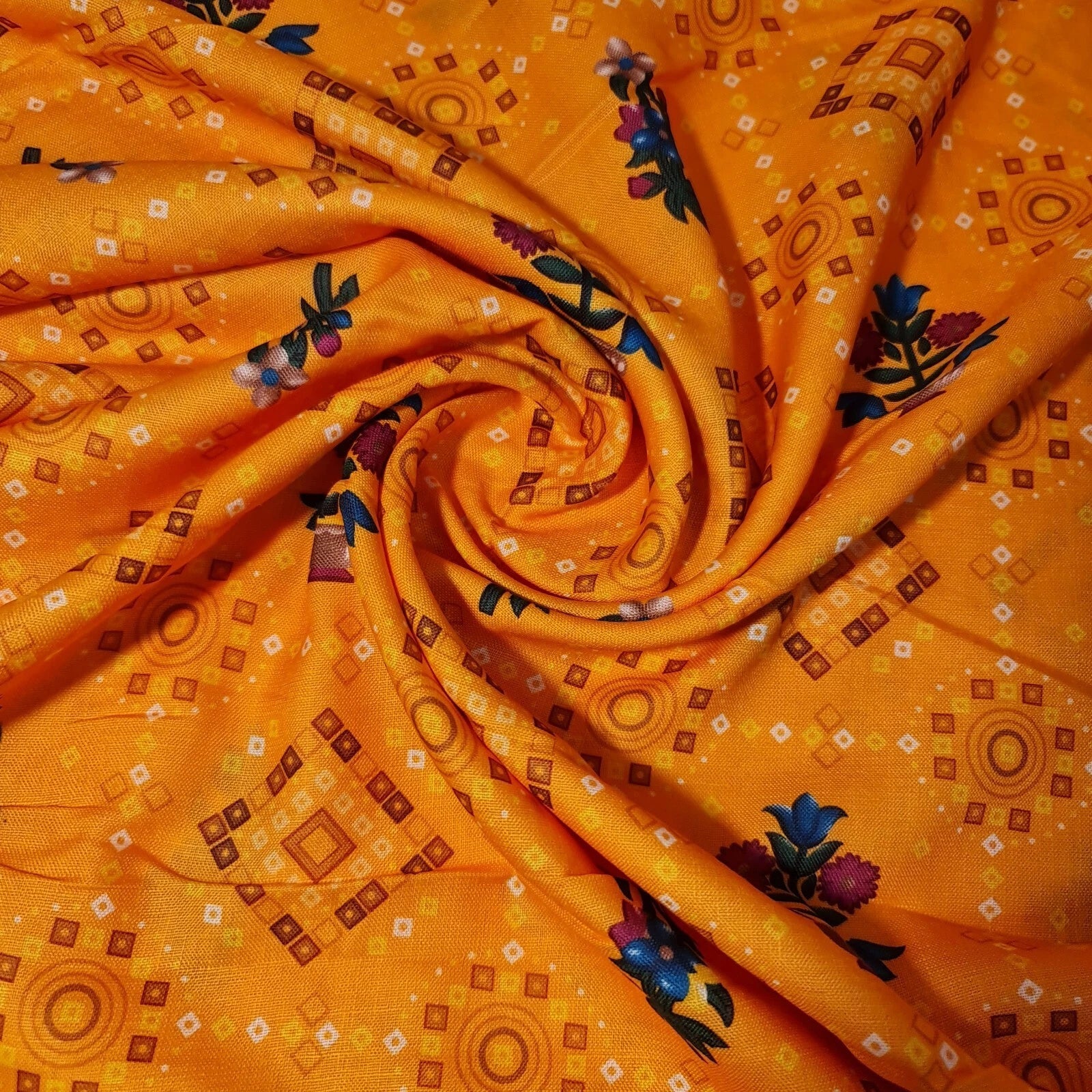 Cotton Viscose Rajasthani Ethnic Print Fabric | Suzani, Rangoli & Boho Banjara Designs – 44