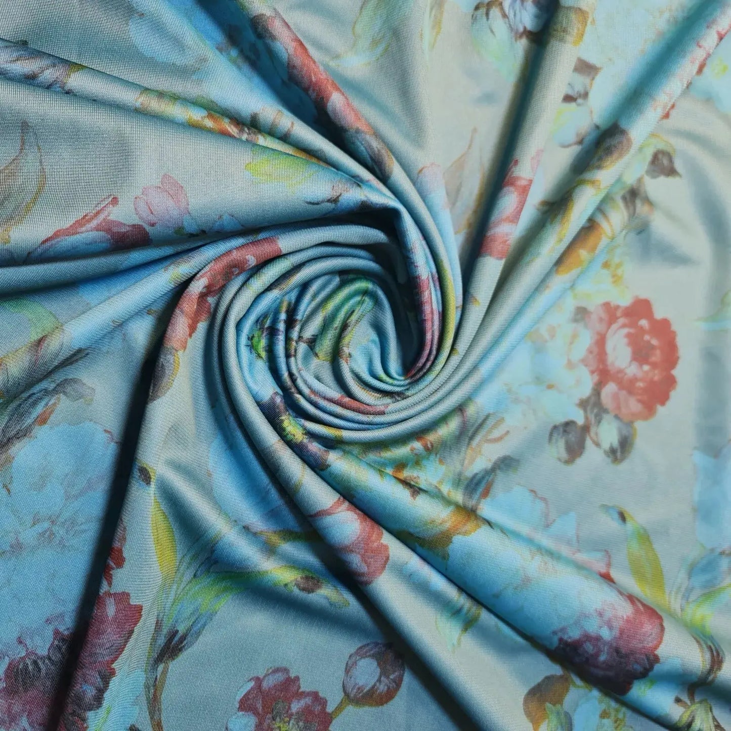 Floral Jersey Fabric – Poly Viscose Stretch Knit 58" (147cm) Wide Dressmaking Fabric by the Metre