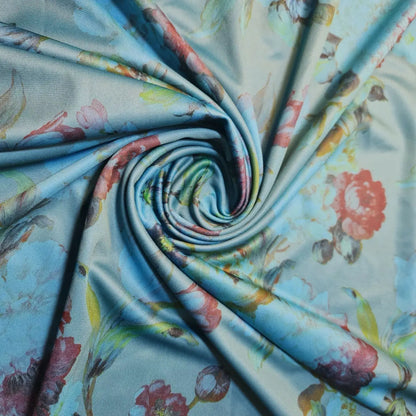 Floral Jersey Fabric – Poly Viscose Stretch Knit 58" (147cm) Wide Dressmaking Fabric by the Metre