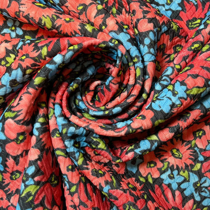 Plain & Printed Ribbed / Waffle Stretch Jersey Fabric | 58" (147cm) Wide Viscose Polyester Spandex 4-Way Stretch Dress & Craft Material – Sold by the Metre