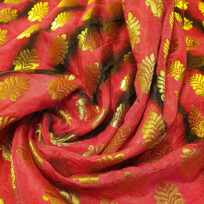 Royal Emblem Indian Vintage Tie Dye Jacquard Banarasi Brocade Fabric | 44" (112cm) Wide Dress & Craft Material – Sold by the Metre
