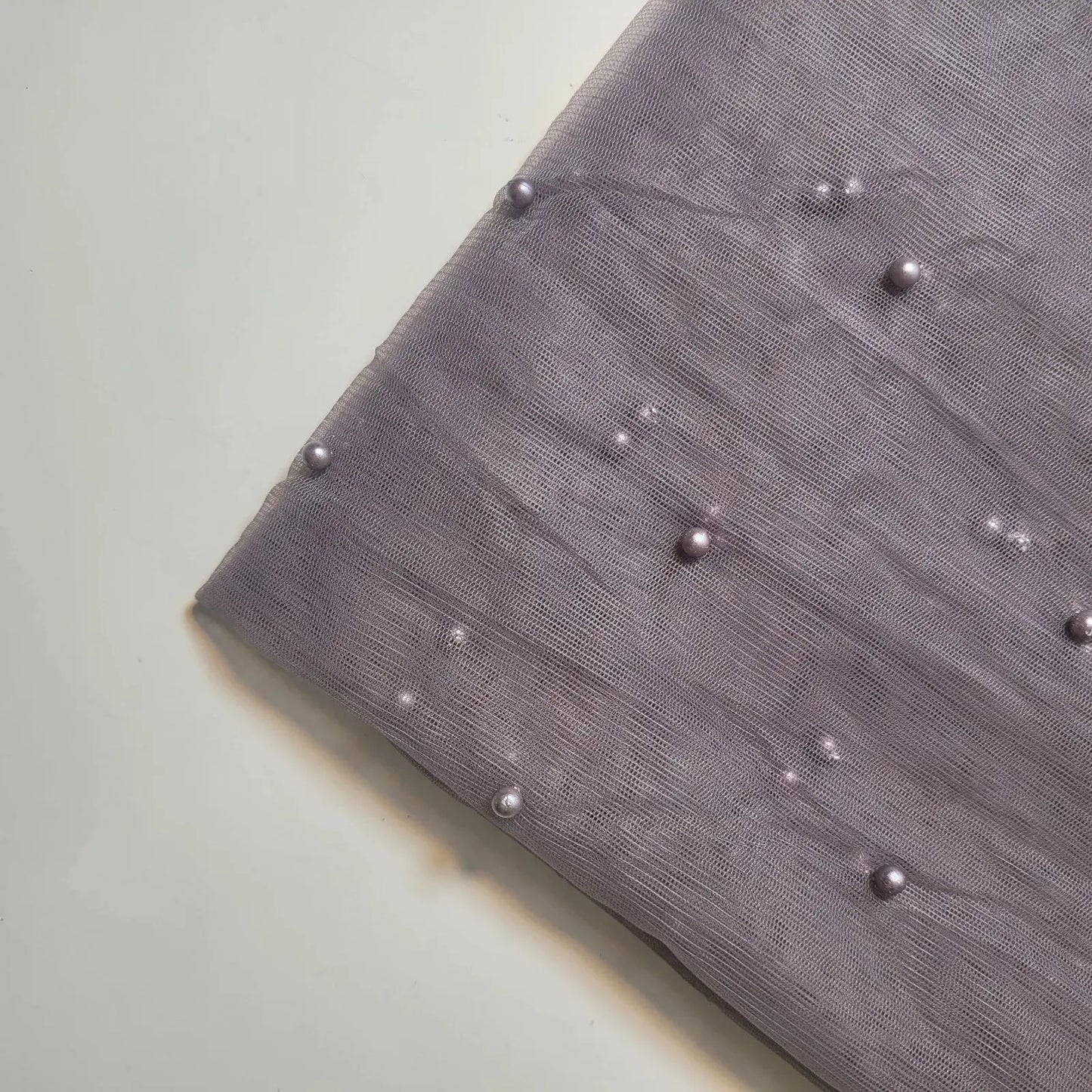Tulle Beaded Pearl Lace Net Fabric | 58" (147cm) Wide Bridal Veil, Wedding Backdrop & Décor Material – Sold by the Metre