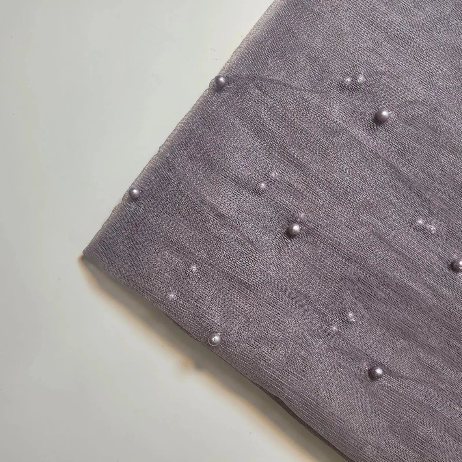 Tulle Beaded Pearl Lace Net Fabric | 58" (147cm) Wide Bridal Veil, Wedding Backdrop & Décor Material – Sold by the Metre