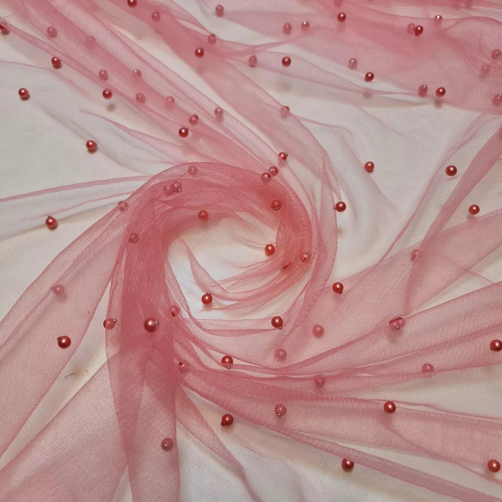 Tulle Beaded Pearl Lace Net Fabric | 58
