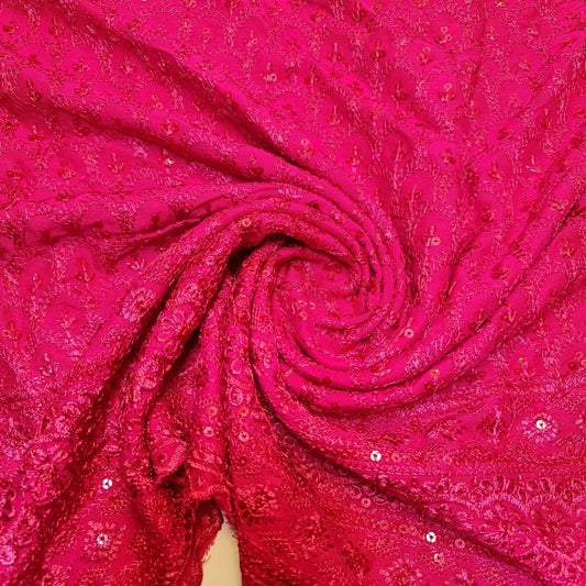 Broderie Anglaise Sequin Embroidery Viscose Fabric – 44" Wide Soft Dressmaking & Craft Material (23 Metre Roll)