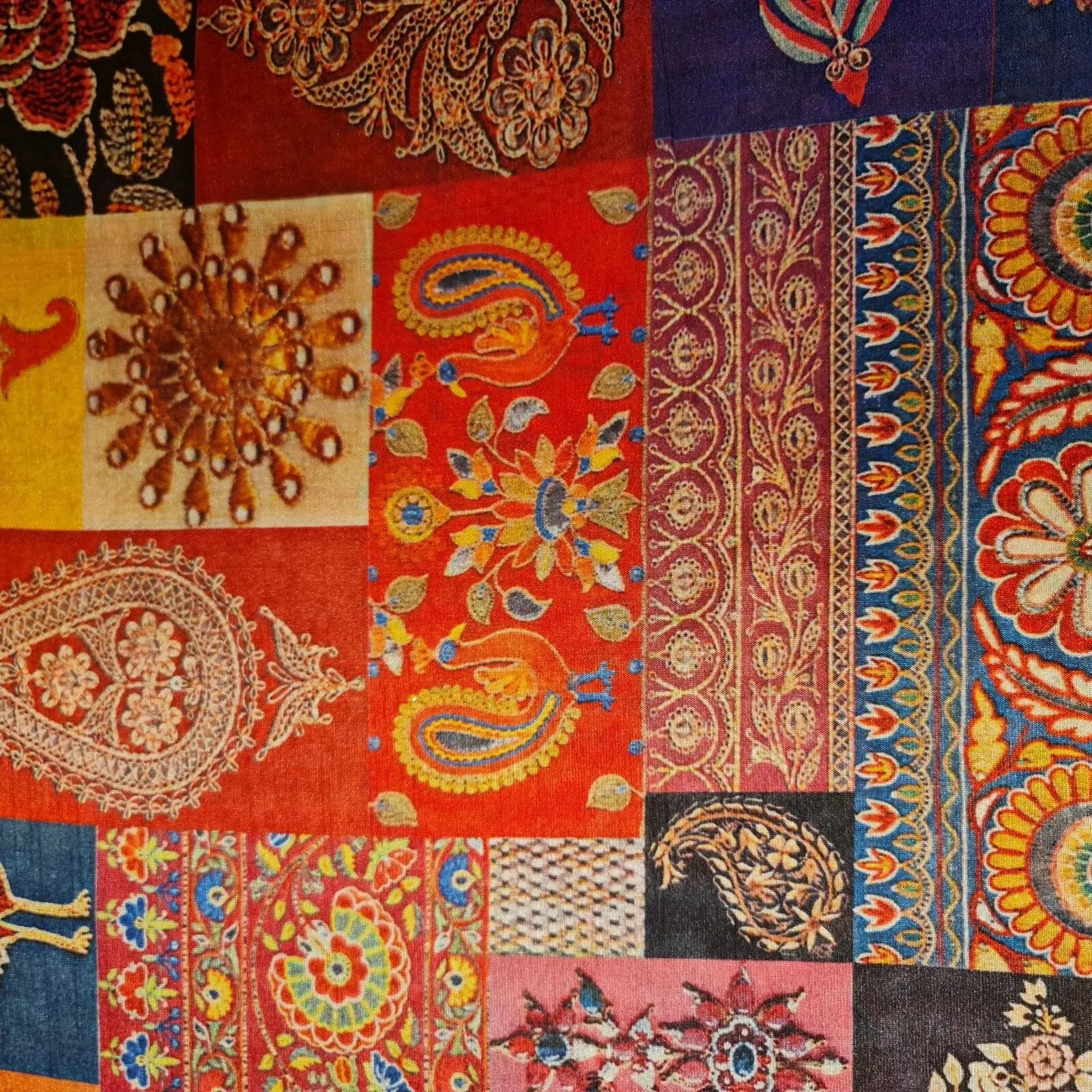 Polyester Faux Raw Silk Fabric – Digital Print 112cm (44") Wide Floral & Abstract Dress Material by the Metre
