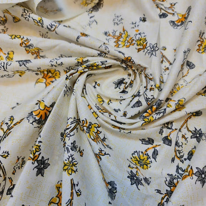 100% Cotton Printed Fabric | Leopard, Ditsy, Vintage, Polka & Rose Floral Designs – 44" (112cm) Wide Soft Dressmaking & Craft Material – Sold by the Metre  Sunlit Sketch Floral