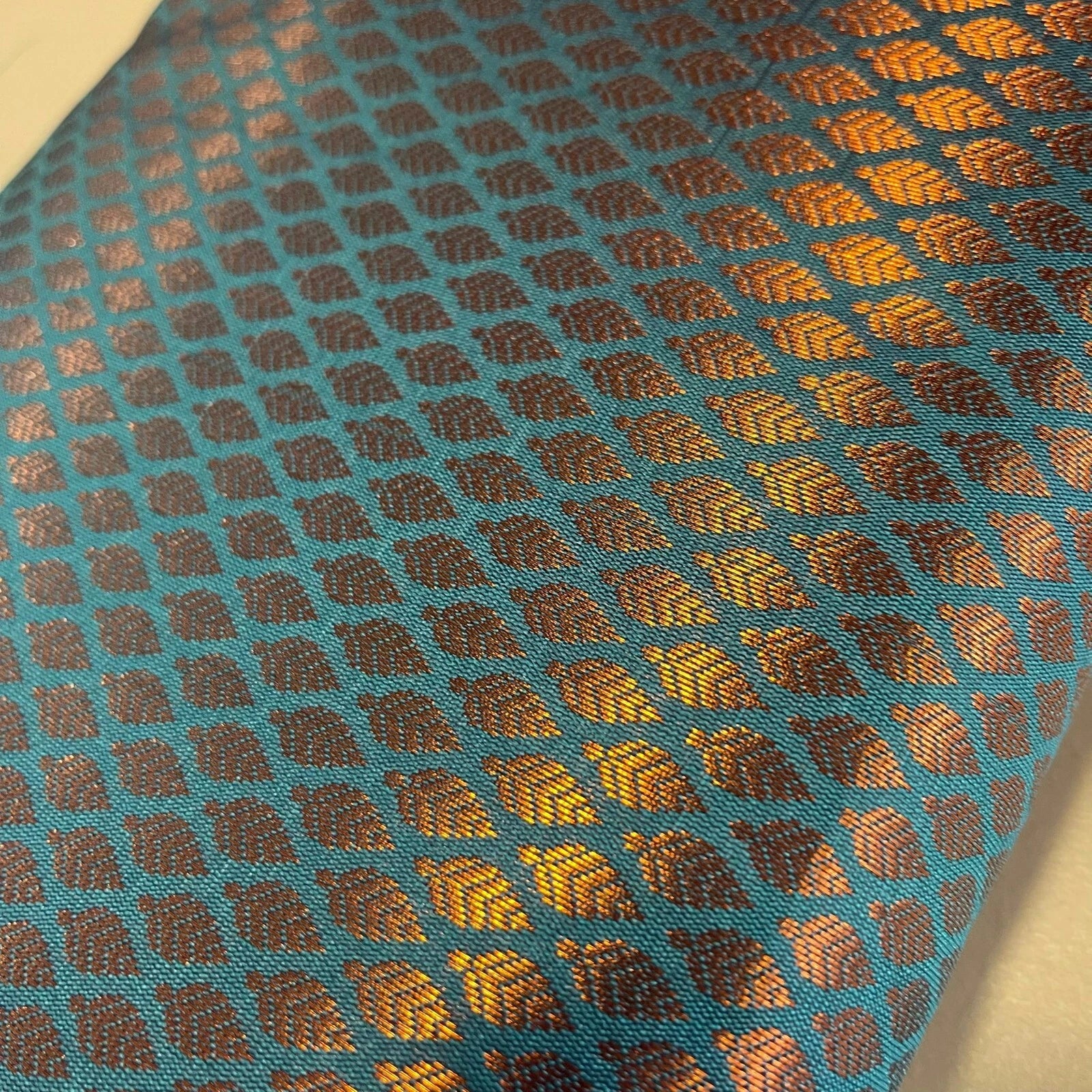 Ditsy Gold Leaf Print Brocade Fabric | 44