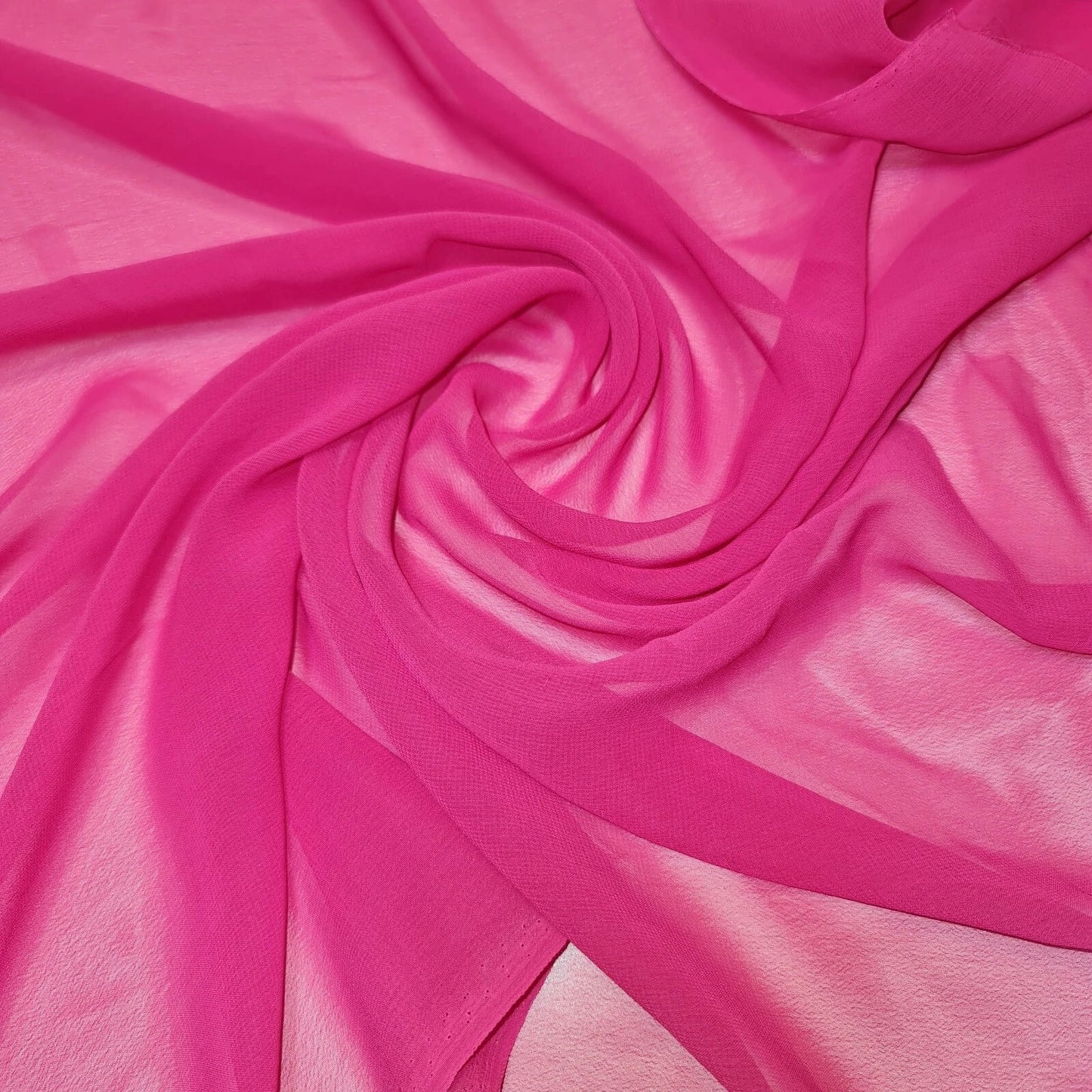 Chiffon Sheer Plain Soft Polyester Fabric – 44" Wide for Wedding, Dress & Craft – 30m Bolt/Roll  Hot Pink (S)