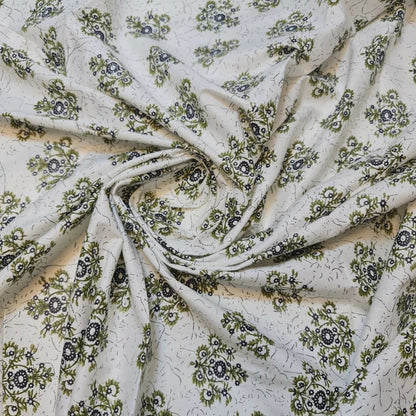 100% Cotton Printed Fabric | Leopard, Ditsy, Vintage, Polka & Rose Floral Designs – 44" (112cm) Wide Soft Dressmaking & Craft Material – Sold by the Metre  Vintage Olive Medallion