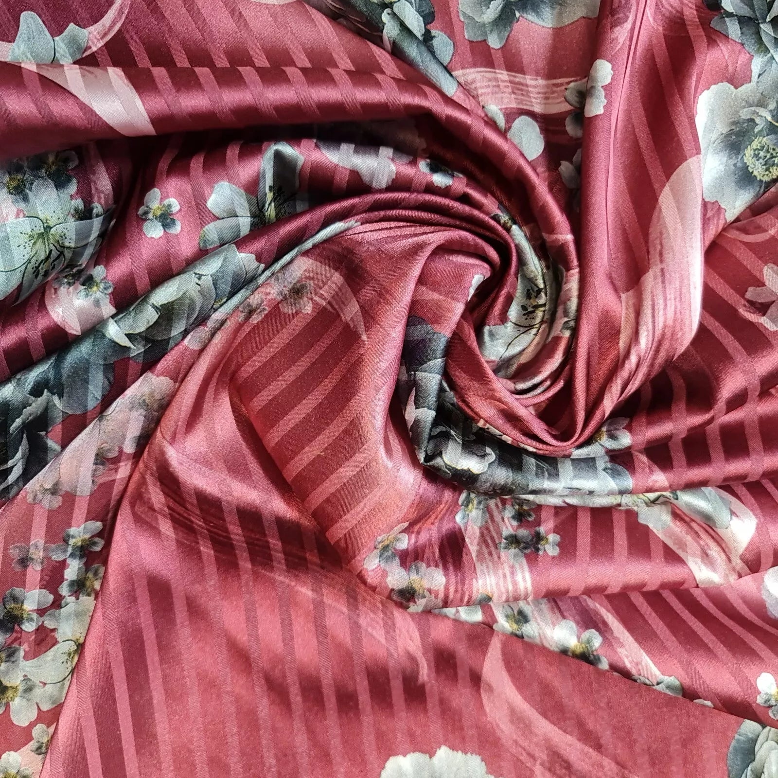 Floral Silk Satin Printed Fabric | 58
